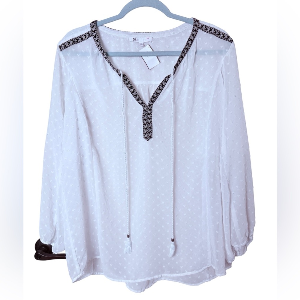 DR2 White Blouse with Black Trim